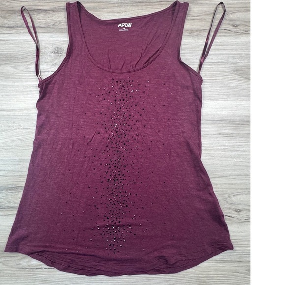 Apt. 9 Tops - Apt 9 Womens Plum Purple Studded Embellished Rayon Tank Top Size M Scoop Neck